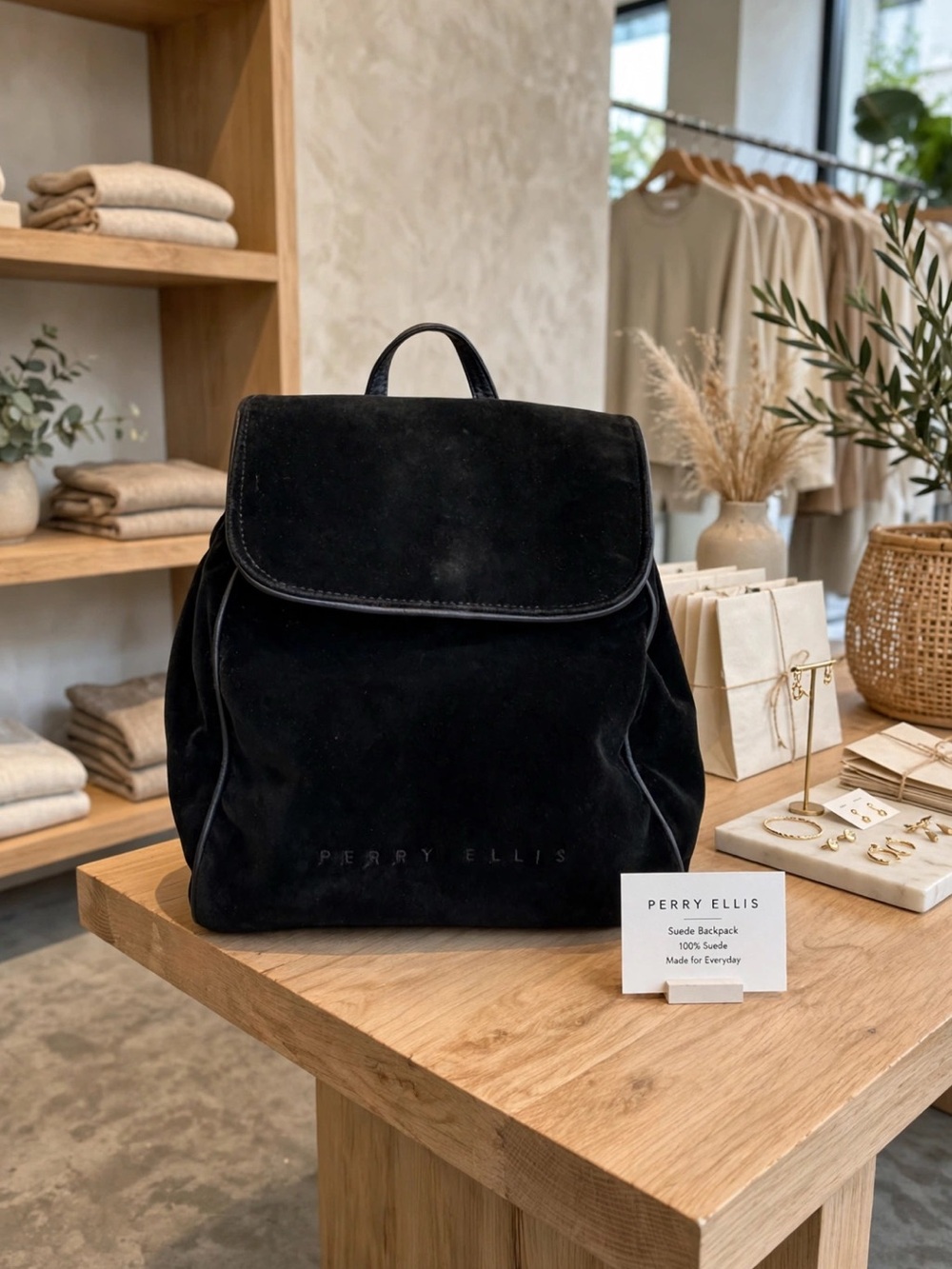 Perry Ellis Black Velvet Backpack